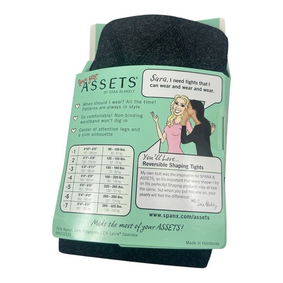 Love Your Assets SPANX Tights Flipside Diamond Shaping Size 1 Black NEW 1105 - Picture 2 of 2